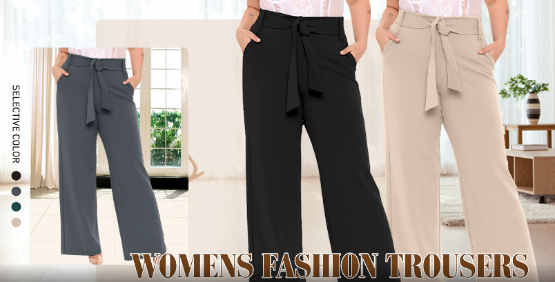Eytino Womens Plus Size Pants Stretchy Wide Leg Palazzo Pants